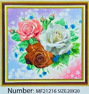 Алмазная мозаика на подрамнике /20х20см./, "Розы" арт.MF21216, 24-635