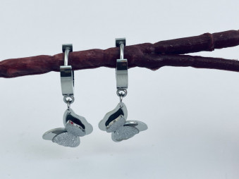 Серги под серебро "Бабочка" (пара) /3х1,3х1,3см./, 31-507