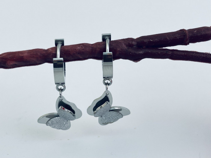 Серги под серебро "Бабочка" (пара) /3х1,3х1,3см./, 31-507
