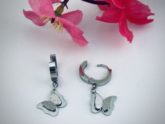Серги под серебро "Бабочка" (пара) /3х1,3х1,3см./, 31-507