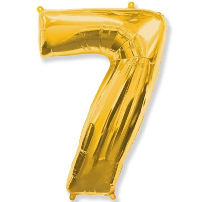 Шар фольгированный 30" "Цифра 7" золото /78см./, 15-7