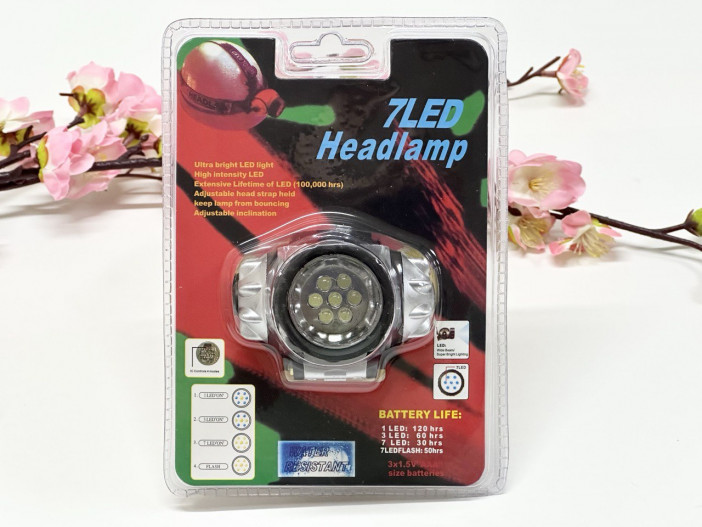 Фонарик на лоб светодиодный, 7 LED    26-165