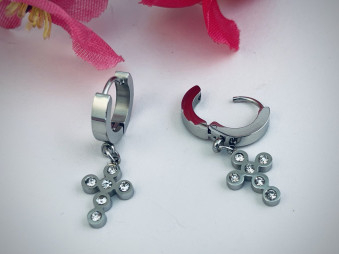 Серги под серебро "Крест" (пара) /3,2х1,3х1см./, 31-506