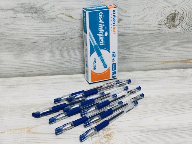Ручка гелевая, синяя, прозрачный корпус, арт.GP-156, /0,5мм./, 22-532