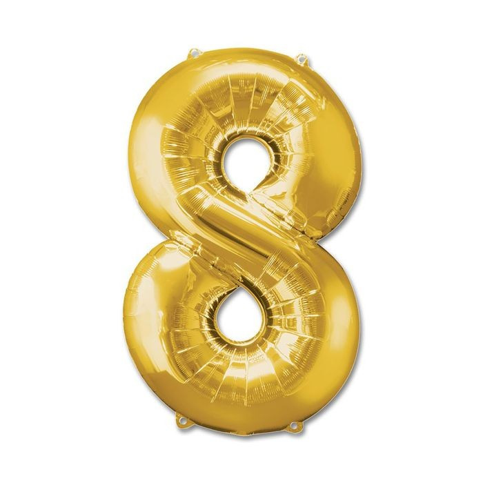 Шар фольгированный 30" "Цифра 8" золото /78см./, 15-7