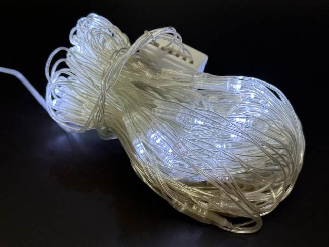 Гирлянда сетка, 200 LED белые, размер: 2,0х2,0м., прозрач. провод