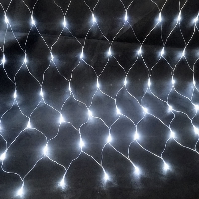 Гирлянда сетка, 200 LED белые, размер: 2,0х2,0м., прозрач. провод