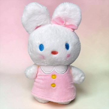 Мягкая игрушка «Зайка» розовый костюм, 17 см., в виде брелка, арт.33-302