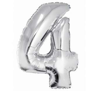 Шар фольга "Цифры" серебро №4/40см./, 15-9