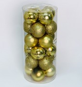 Игрушка на ёлку пластик. "Шар" /6см./, (наб.-24шт.), золото, 28-96