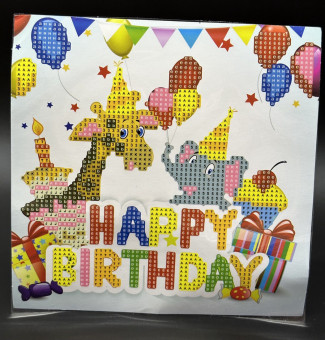 Алмазная мозаика /18х18см./, "happy birthday" арт.24375, 24-416