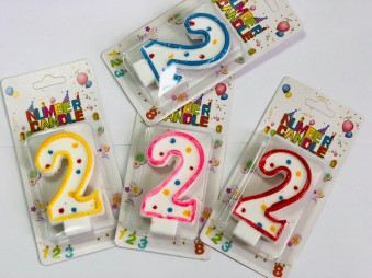 Свеча для торта цифра "2" горох арт.SZ-102, 15-58