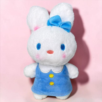 Мягкая игрушка «Зайка» синий костюм, 17 см., в виде брелка, арт.33-302