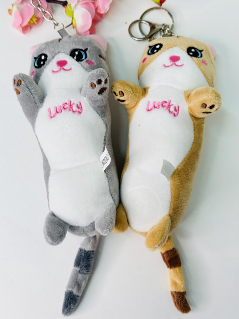 Мягкая игрушка «Кошка» розовая, 17 см., в виде брелка, арт.33-296