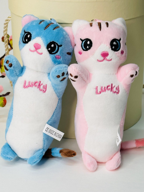 Мягкая игрушка «Кошка» розовая, 17 см., в виде брелка, арт.33-296 Мягкая игрушка «Кошка» розовая, 17 см., в виде брелка, арт.33-296