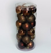 Игрушка на ёлку пластик. "Шар" /6см./, (наб.-24шт.), коричневый, 28-101