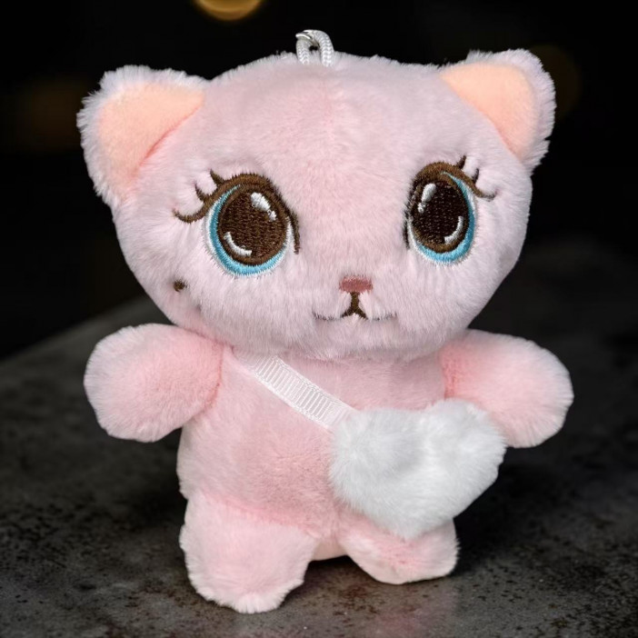 Мягкая игрушка «Кошка» розовая, 12 см., в виде брелка, арт.33-303