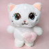 Мягкая игрушка «Кошка» белая, 12 см., в виде брелка, арт.33-303