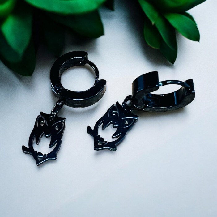 Серьги металл, цвет чёрный "Сова" (пара.) /3х1,3х0,4см./, 34-697