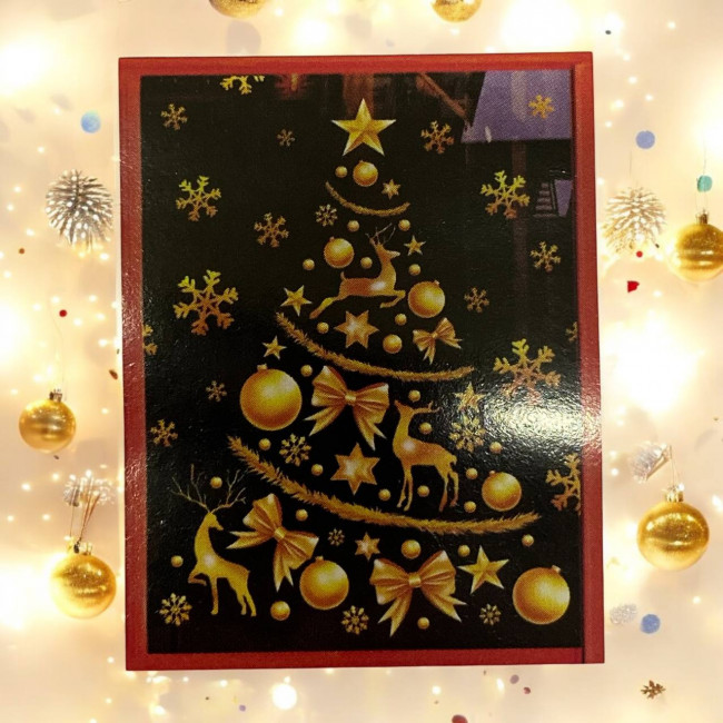 Наклейка на стекло, "Ёлка с оленями" /60х45см./, (J4036), 36-335 Наклейка на стекло, "Ёлка с оленями" /60х45см./, (J4036), 36-335