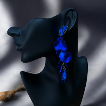 Серьги "Лето" цвет синий /12х2,5см/, №10691