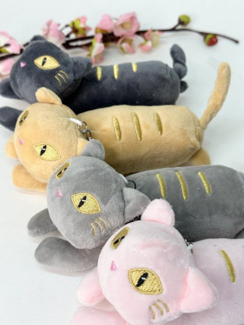 Мягкая игрушка «Кошка» коричневая, 15 см., в виде брелка, арт.33-298 Мягкая игрушка «Кошка» коричневая, 15 см., в виде брелка, арт.33-298