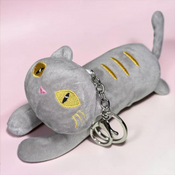 Мягкая игрушка «Кошка» серая, 15 см., в виде брелка, арт.33-298