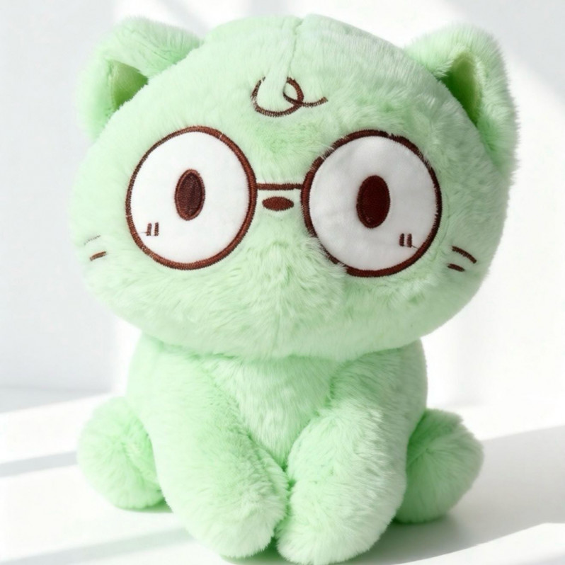 Мягкая игрушка  "Кот" зелёный, 18см.,  арт.33-412