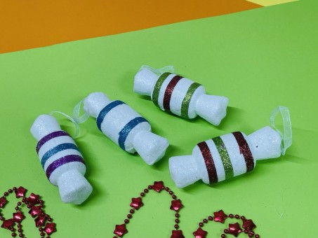 Игрушка ёлочная "Конфета" в полоску 11см. /уп.-4шт./ (72-176), цена за упаковку