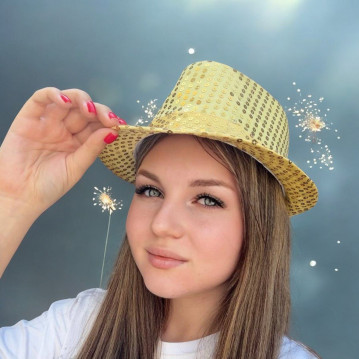 Карнавальная шляпа с пайетками, цвет: золотой, 29-2
