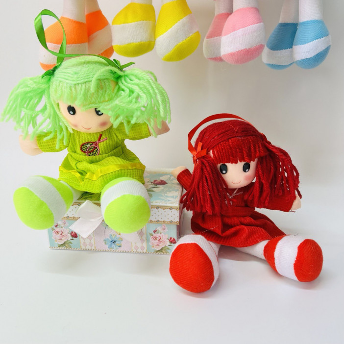 Мягкая игрушка  "Кукла"  20см., в зеленом платье, арт.34-239