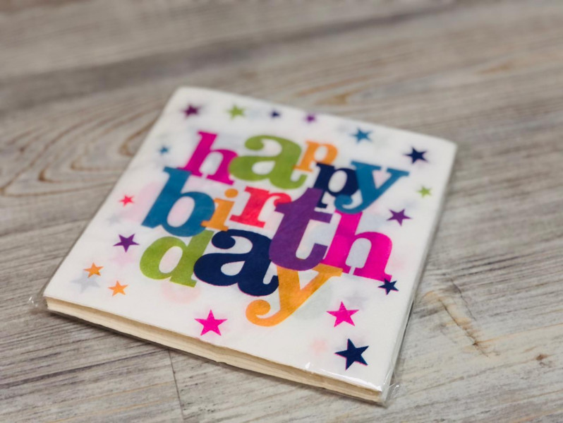 Салфетка, 3 слоя" Heppy Birthdey " звёзды /33х33см../, (20шт.), 23-18