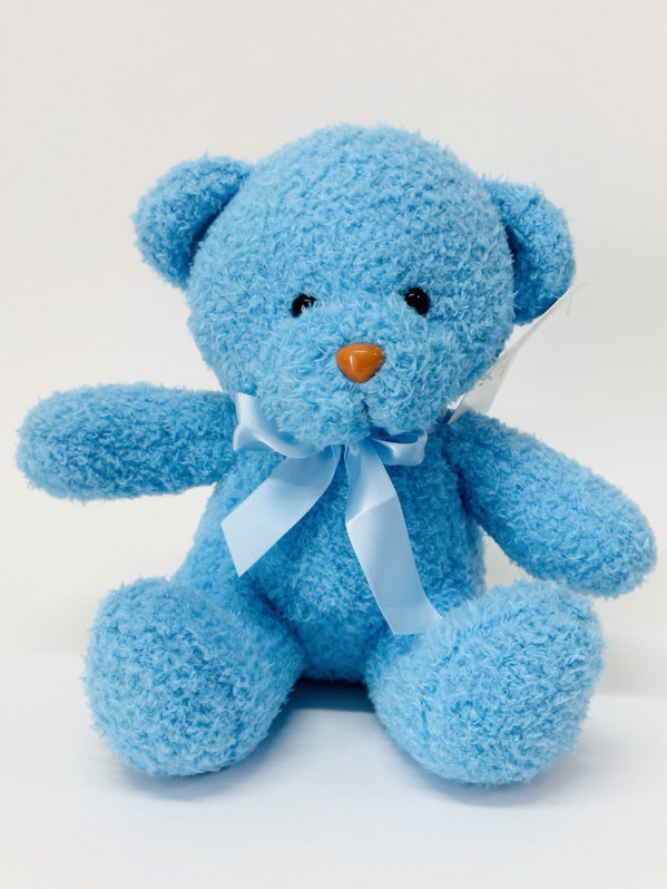 Мягкая игрушка  "Мишка", голубой с бантиком, 22см.,  арт.22-122
