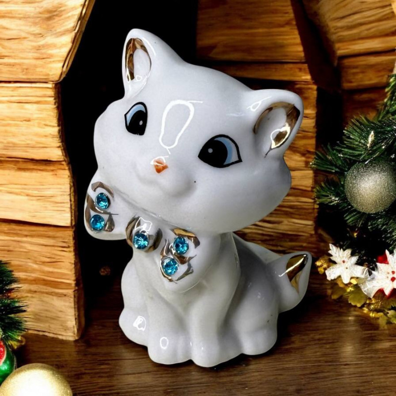 Сувенир статуэтка "Кошка с бантиком", /7,4см./, 37-257