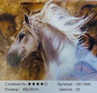 Алмазная мозаика на подрамнике /30х40см./, " Белый конь " арт.GB77808, 24-695 Алмазная мозаика на подрамнике /30х40см./, " Белый конь " арт.GB77808, 24-695