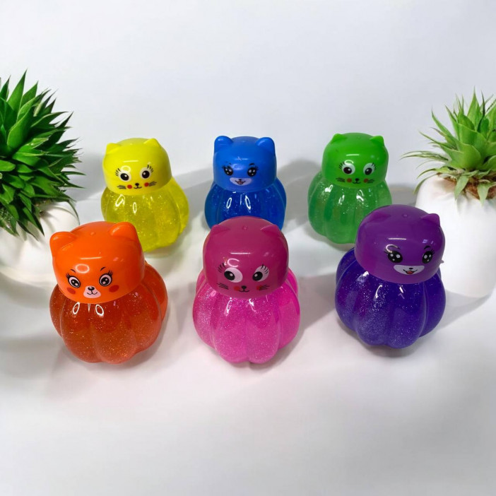 Лизун - Слайм с шиммером в банке "Кошка" /6,5х5,2см./, 35-165