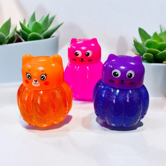 Лизун - Слайм с шиммером в банке "Кошка" /6,5х5,2см./, 35-165