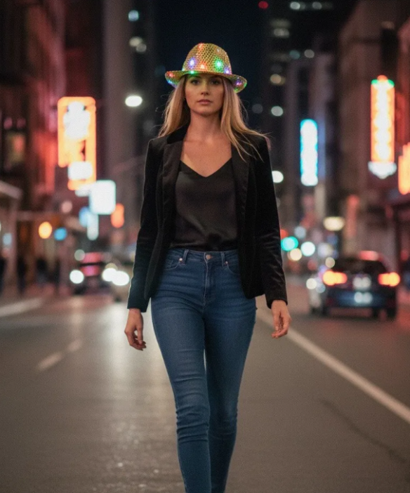 Карнавальная шляпа с пайетками со световым эффектом, цвет: золотой, 29-5