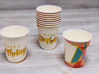 Стакан " Heppy Birthdey " с зол.рисунком(10шт.), 23-45