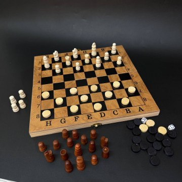 Настольная игра 3в1 (нарды, шахматы, шашки) /поле:23,5х23см./, 37-420