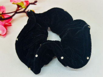 Резинка бархат чёрная /кант 10 страз/, 17-282