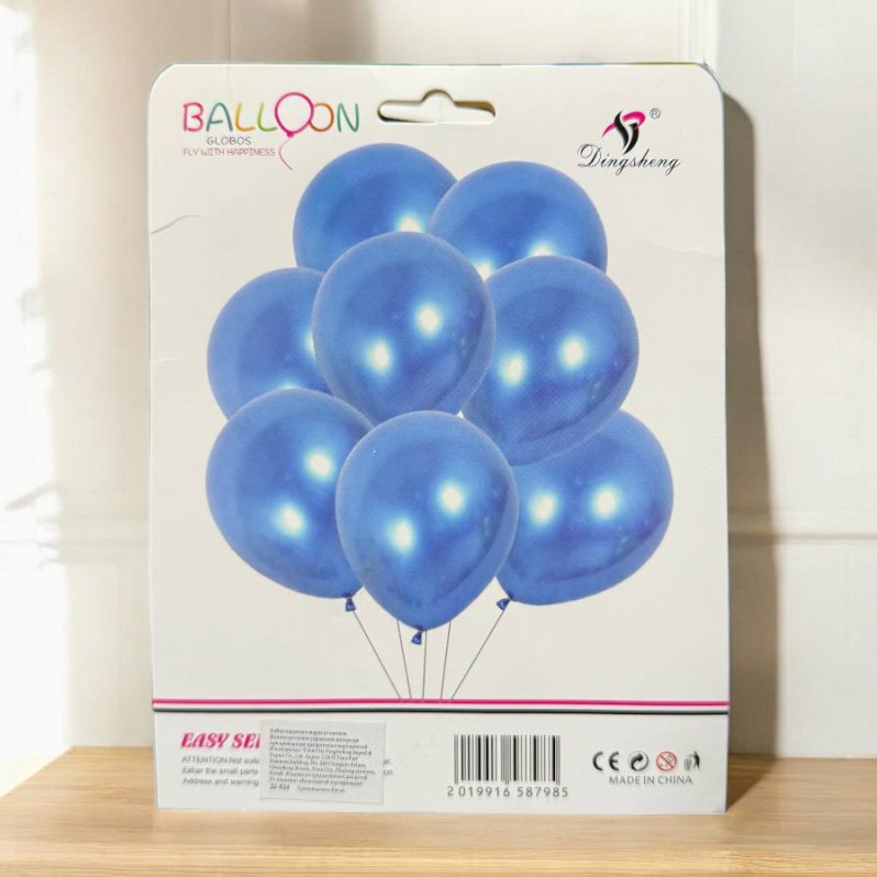 Воздушные шары латексные 12", металлик синий, набор 10 штук   22-924