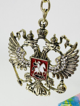 Брелок метал. со стразами "Герб", /15х6см, 12см/  32-317