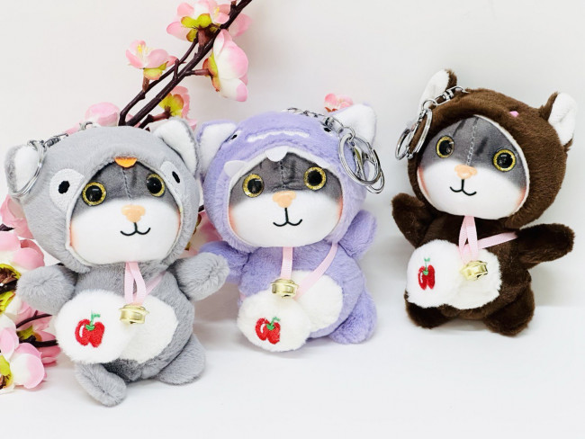 Мягкая игрушка «Котик в костюме» голубой, 15см., (брелок), арт.32-401