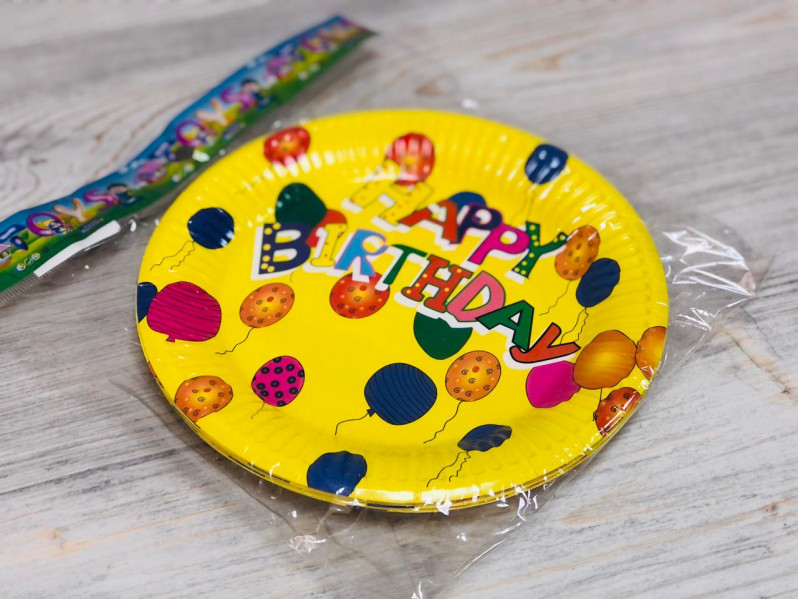 Тарелка " Heppy Birthdey "шарики" /18см./, (10шт.), 23-5