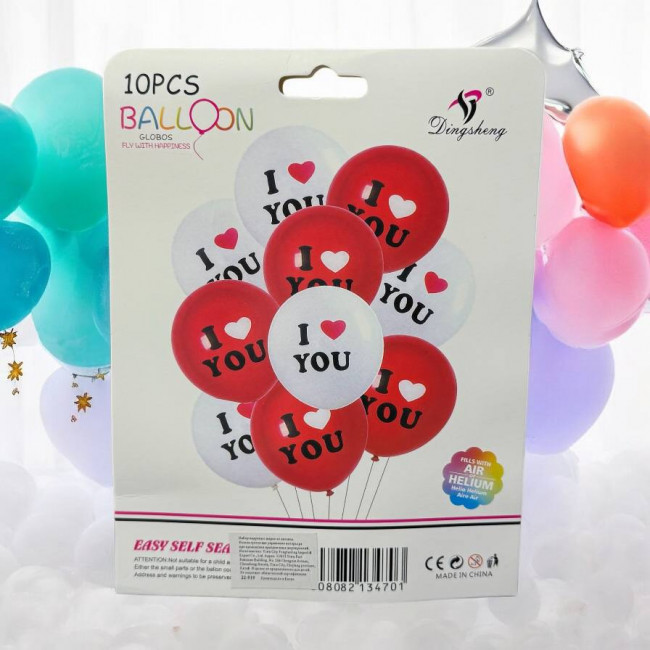 Набор шаров 12", пастель " I Lov You " 2 цвета / красный, белый /, (10шт.), 22-919 Набор шаров 12", пастель " I Lov You " 2 цвета / красный, белый /, (10шт.), 22-919