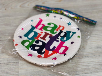 Тарелка " Heppy Birthdey " звёзды /18см./, (10шт.), 23-17