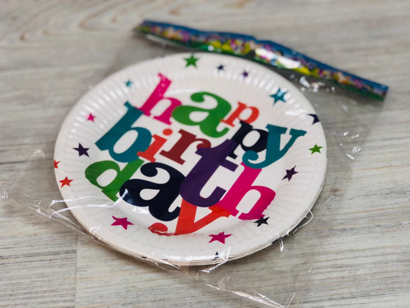 Тарелка " Heppy Birthdey " звёзды /18см./, (10шт.), 23-17