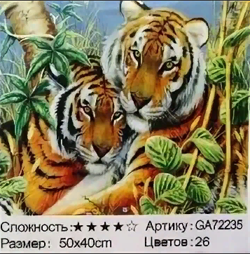 Алмазная мозаика /40х50см./, " Тигры " арт.GA72235, 22-863