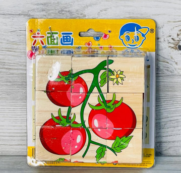 Деревянные кубики с картинками "Овощи" (9куб.), /10,5х10,5х3,5см./, 26-364А